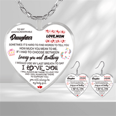 Unicorn Pattern Heart Glass Pendant Earrings - Girl Jewelry