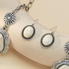 Vintage Turquoise Necklace Earrings Set Ethnic Daily Party Wear Jewelry