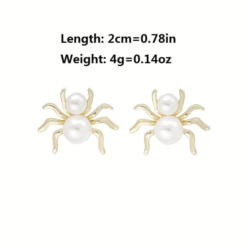 Atmospheric Pearl Spider Earrings Retro Creative Three-dimensional