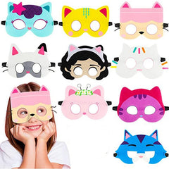 9pcs Cat Felt Masks Anime Themed Party Favors for Kids