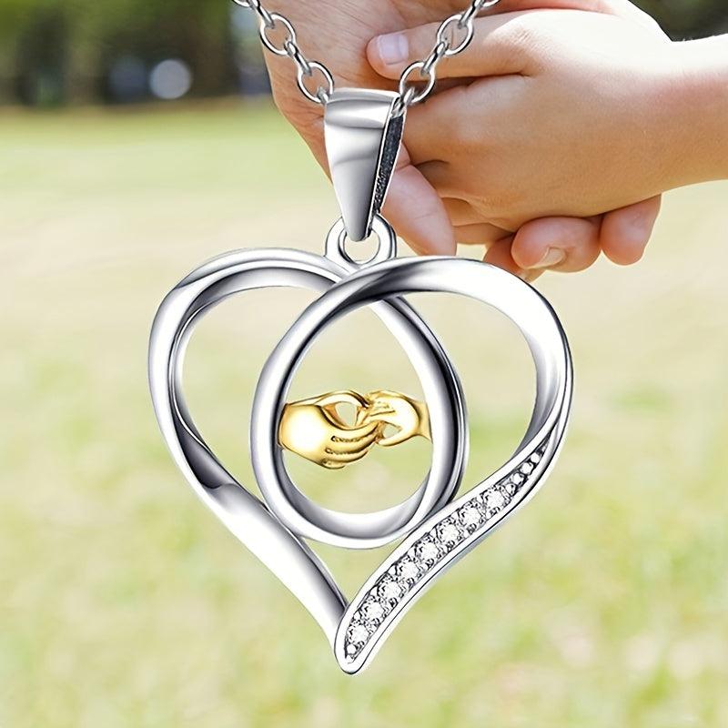 Love And Hand Heart Pendant Necklace Gift For Daughter Son