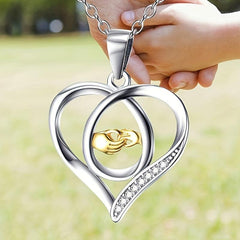 Love And Hand Heart Pendant Necklace Gift For Daughter Son