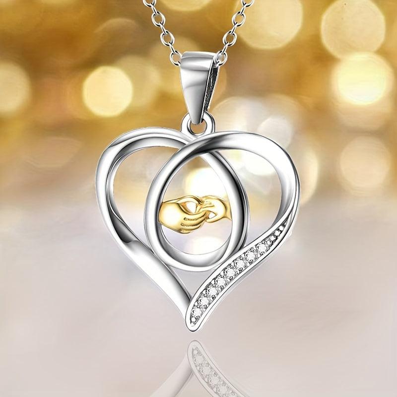Love And Hand Heart Pendant Necklace Gift For Daughter Son