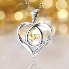 Love And Hand Heart Pendant Necklace Gift For Daughter Son