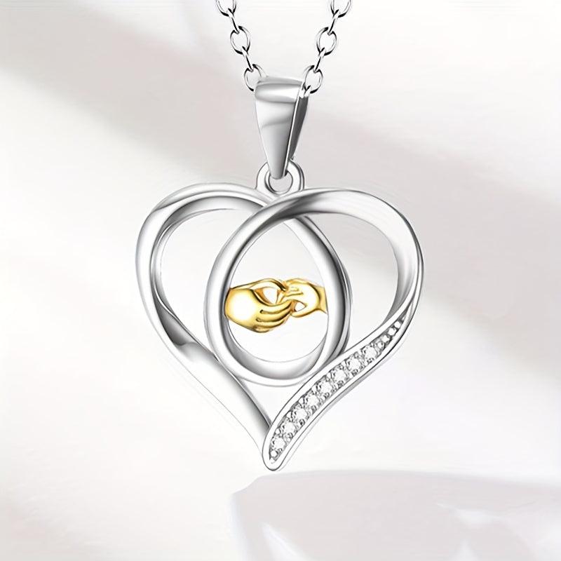 Love And Hand Heart Pendant Necklace Gift For Daughter Son