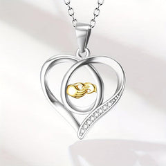 Love And Hand Heart Pendant Necklace Gift For Daughter Son