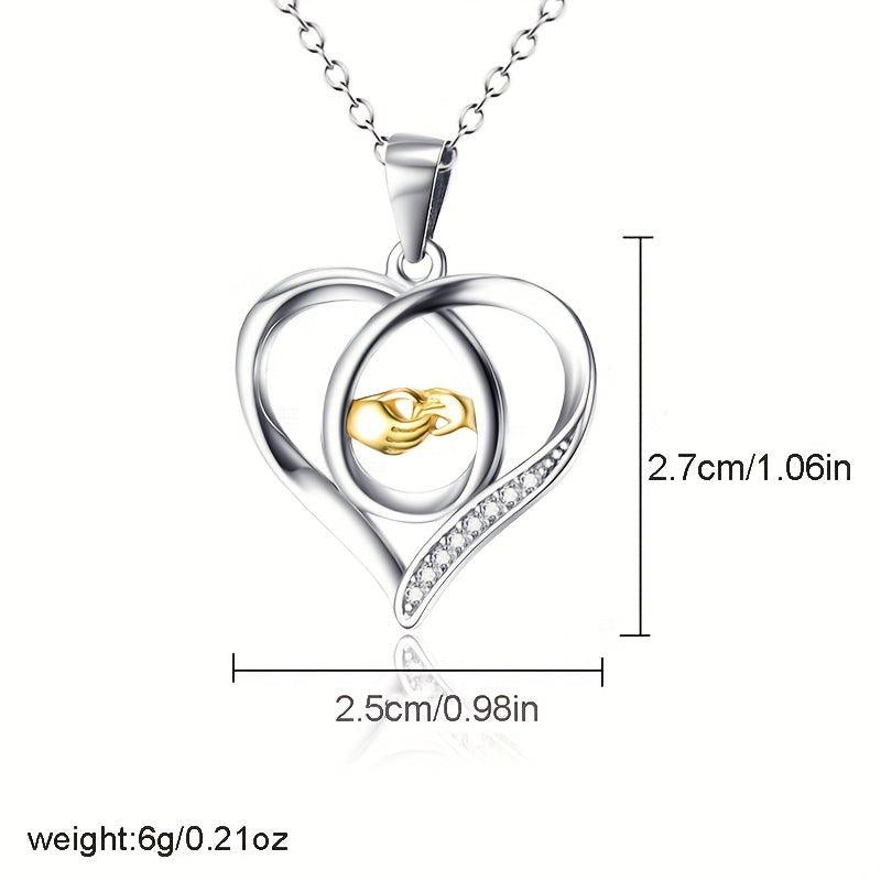 Love And Hand Heart Pendant Necklace Gift For Daughter Son