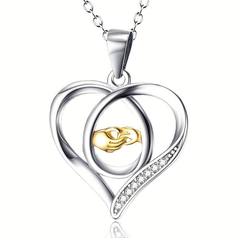 Love And Hand Heart Pendant Necklace Gift For Daughter Son