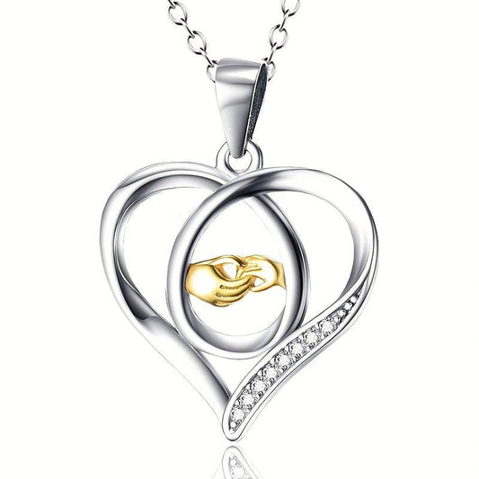 Love And Hand Heart Pendant Necklace Gift For Daughter Son