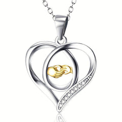 Love And Hand Heart Pendant Necklace Gift For Daughter Son