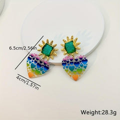 Sunflower Rainbow Heart Earrings Pair