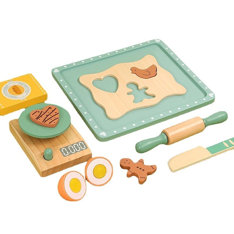 Wooden Play House Baked Cookie Toys Simulation Game for Boys Girls
