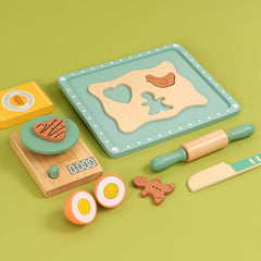 Wooden Play House Baked Cookie Toys Simulation Game for Boys Girls