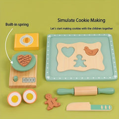 Wooden Play House Baked Cookie Toys Simulation Game for Boys Girls