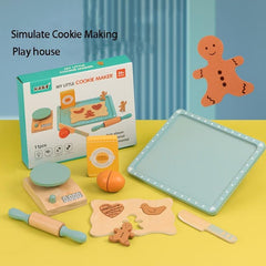 Wooden Play House Baked Cookie Toys Simulation Game for Boys Girls