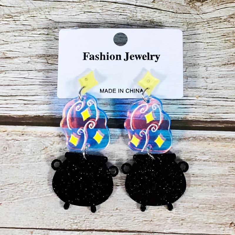 Acrylic Girl Ornaments Boiler Earrings Women Halloween Hoop Earrings