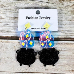 Acrylic Girl Ornaments Boiler Earrings Women Halloween Hoop Earrings