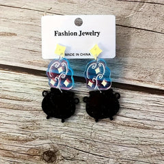 Acrylic Girl Ornaments Boiler Earrings Women Halloween Hoop Earrings