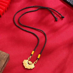 Chinese Style Ancient Sand Golden Koi Necklace Lock Double Carp Rope Chain