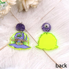 Acrylic Halloween Witch's Hat Boots Earrings
