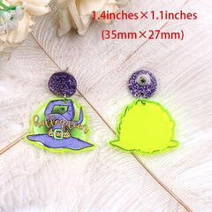 Acrylic Halloween Witch's Hat Boots Earrings