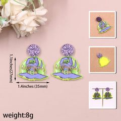 Acrylic Halloween Witch's Hat Boots Earrings
