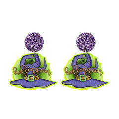 Acrylic Halloween Witch's Hat Boots Earrings