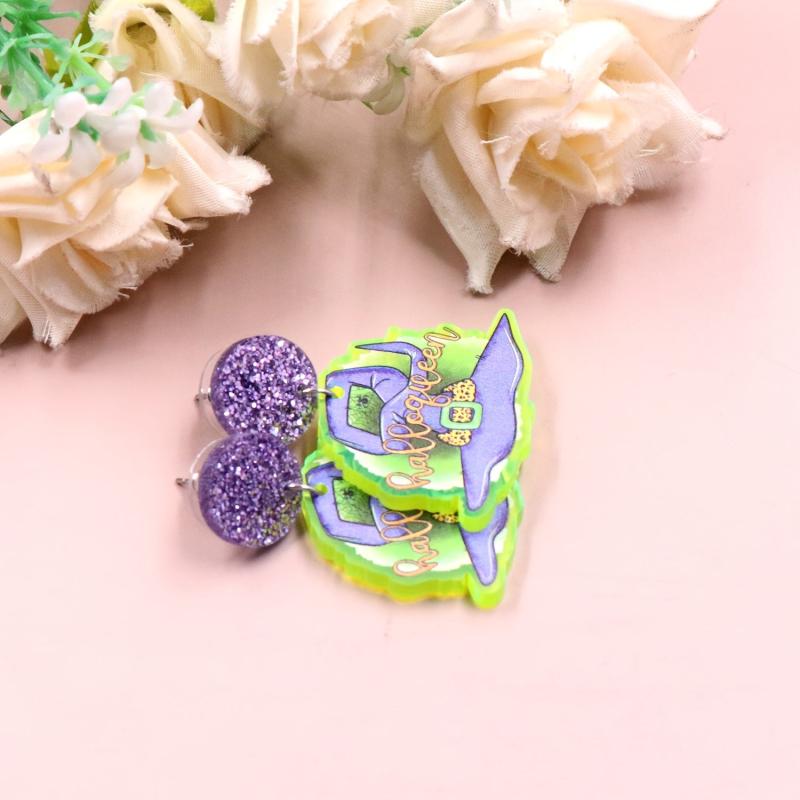 Acrylic Halloween Witch's Hat Boots Earrings