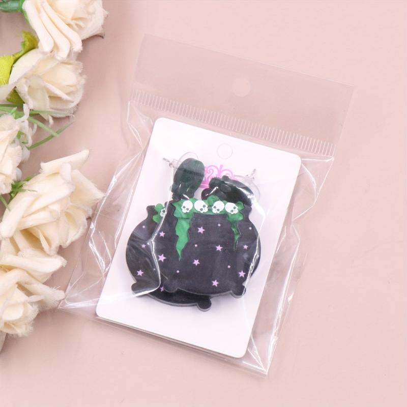 Skull Witch Pot Earrings for Halloween