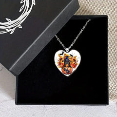 Sunflower Cat Necklace Heart shaped Necklace Jewelry Gift