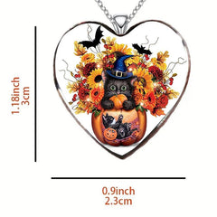 Sunflower Cat Necklace Heart shaped Necklace Jewelry Gift