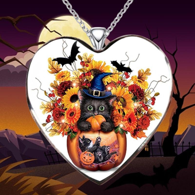 Sunflower Cat Necklace Heart shaped Necklace Jewelry Gift