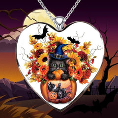 Sunflower Cat Necklace Heart shaped Necklace Jewelry Gift