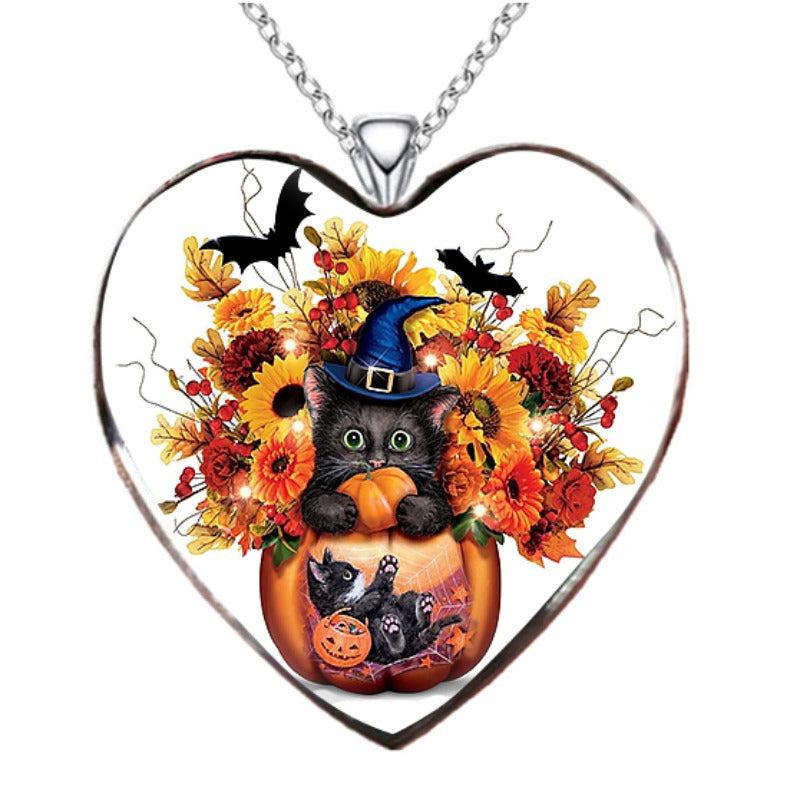 Sunflower Cat Necklace Heart shaped Necklace Jewelry Gift