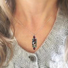 Kitten Pendant Necklace with Red Gemstone