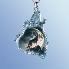 Crystal Wolf Pendant Necklace For Daughter Boys Girls Gift