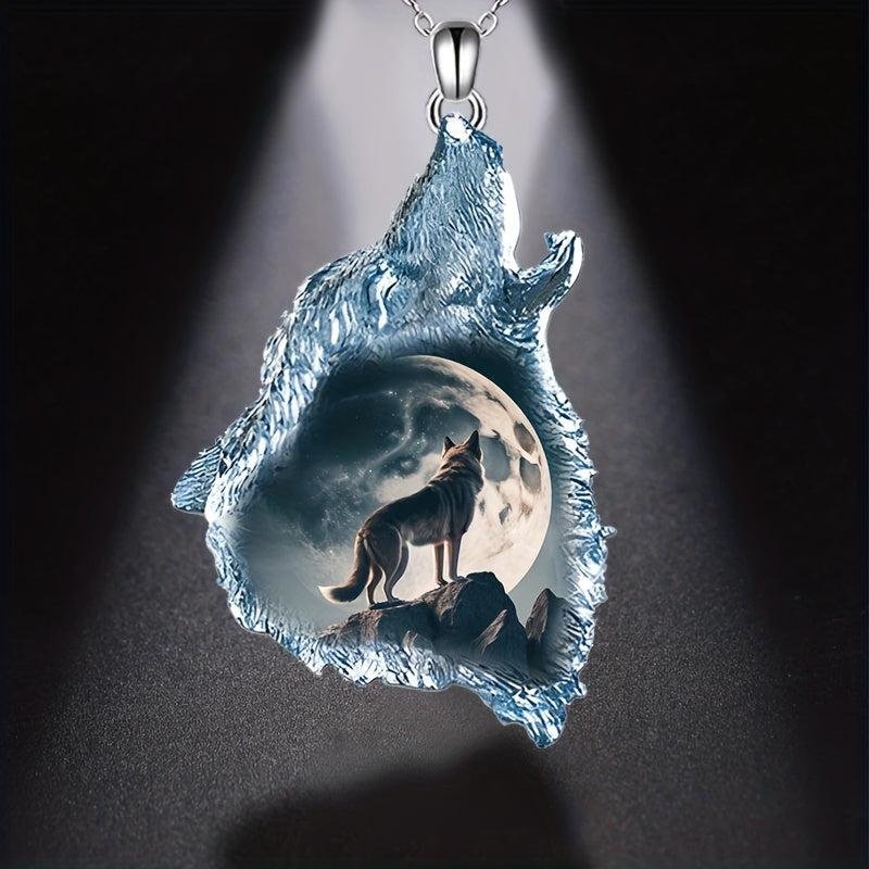 Crystal Wolf Pendant Necklace For Daughter Boys Girls Gift