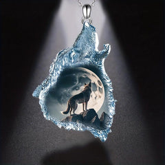 Crystal Wolf Pendant Necklace For Daughter Boys Girls Gift