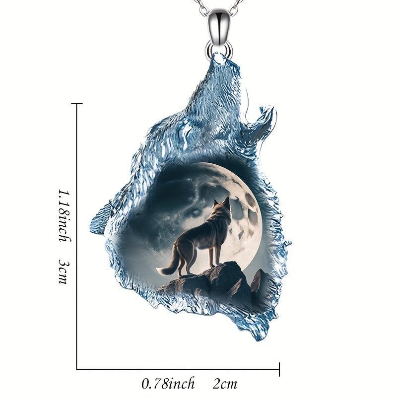 Crystal Wolf Pendant Necklace For Daughter Boys Girls Gift