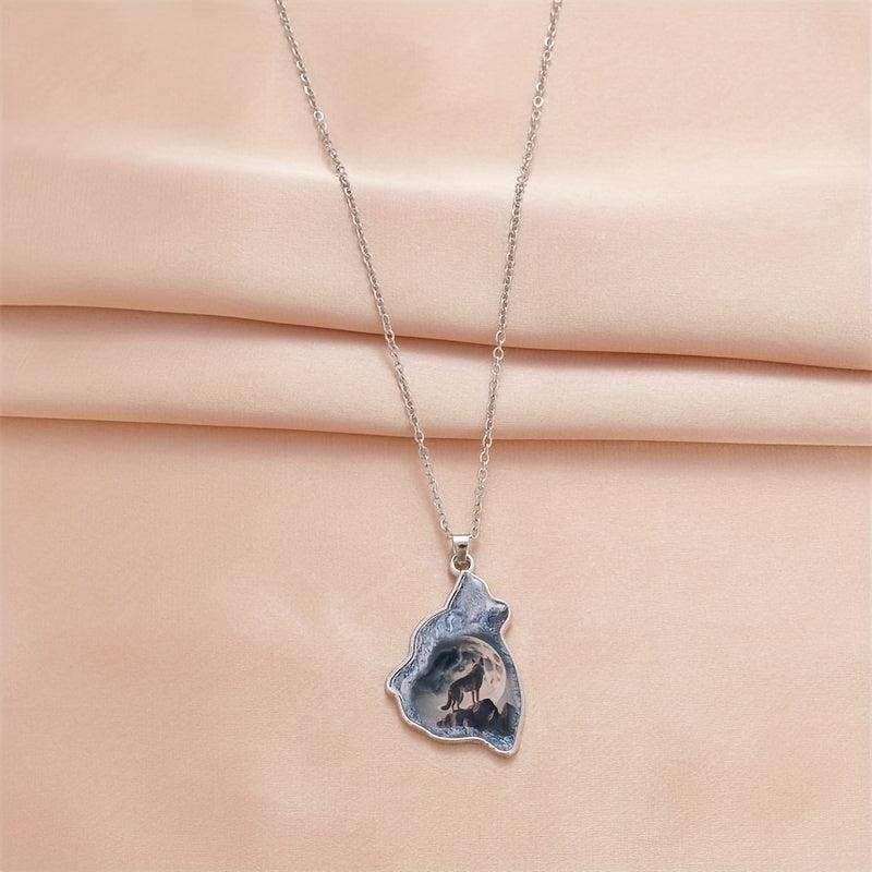Crystal Wolf Pendant Necklace For Daughter Boys Girls Gift