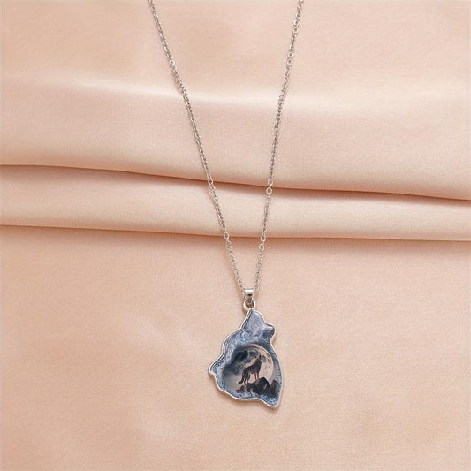 Crystal Wolf Pendant Necklace For Daughter Boys Girls Gift