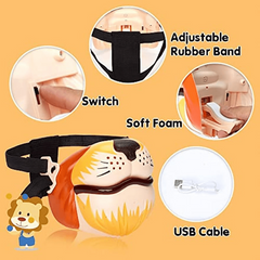 LED Costume Mask Voice Changer Lion Face USB Recharge Flashing Light