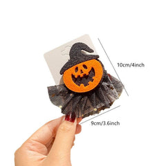 2pcs Halloween Mesh Hair Clips Pumpkin Ghost Spider Head Clips