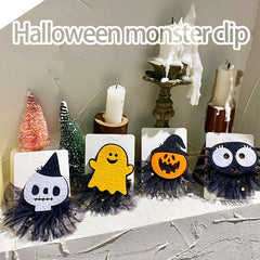 2pcs Halloween Mesh Hair Clips Pumpkin Ghost Spider Head Clips