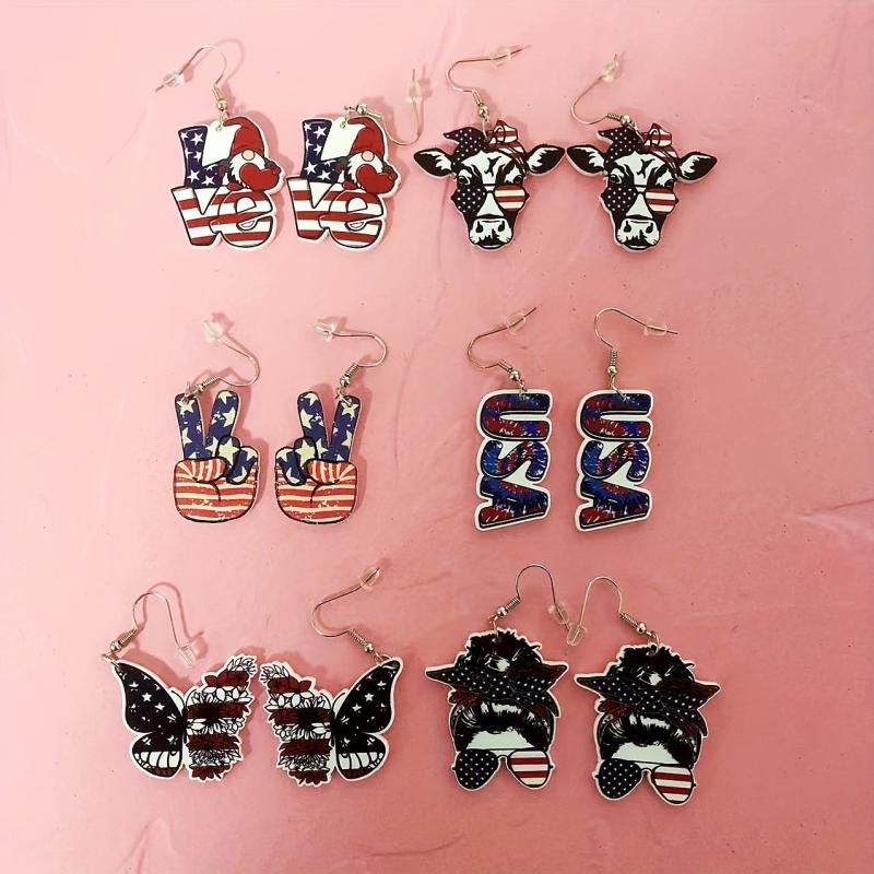 American Independence Acrylic Dangle Earrings