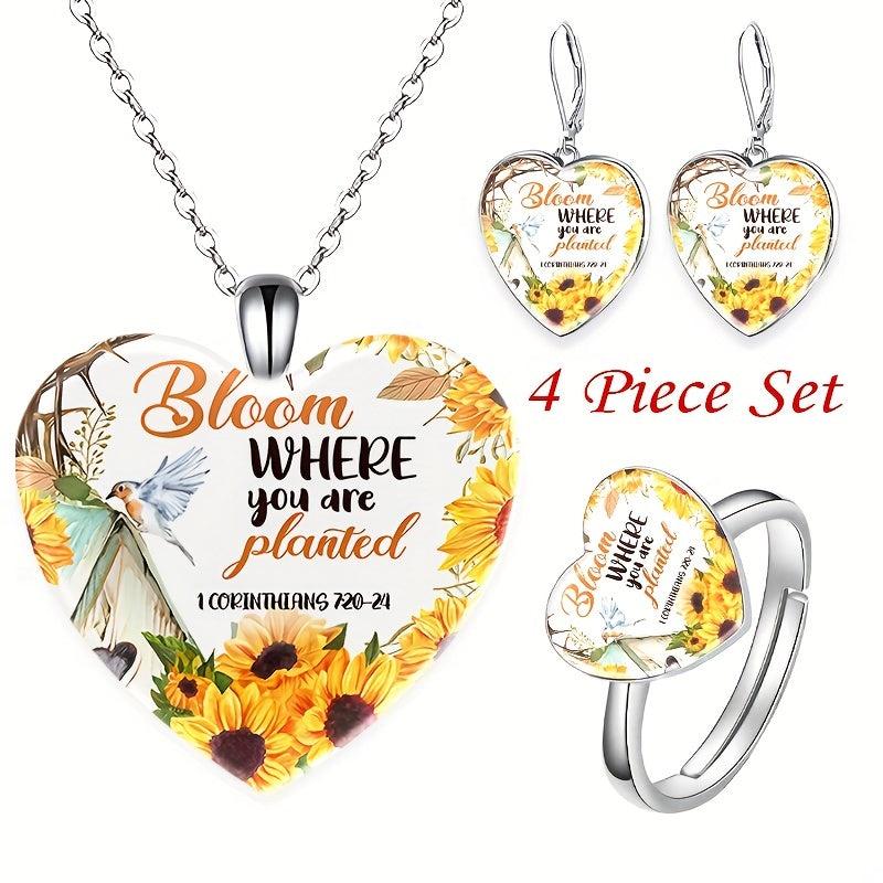 Heart Crystal Jewelry Set for Men and Women