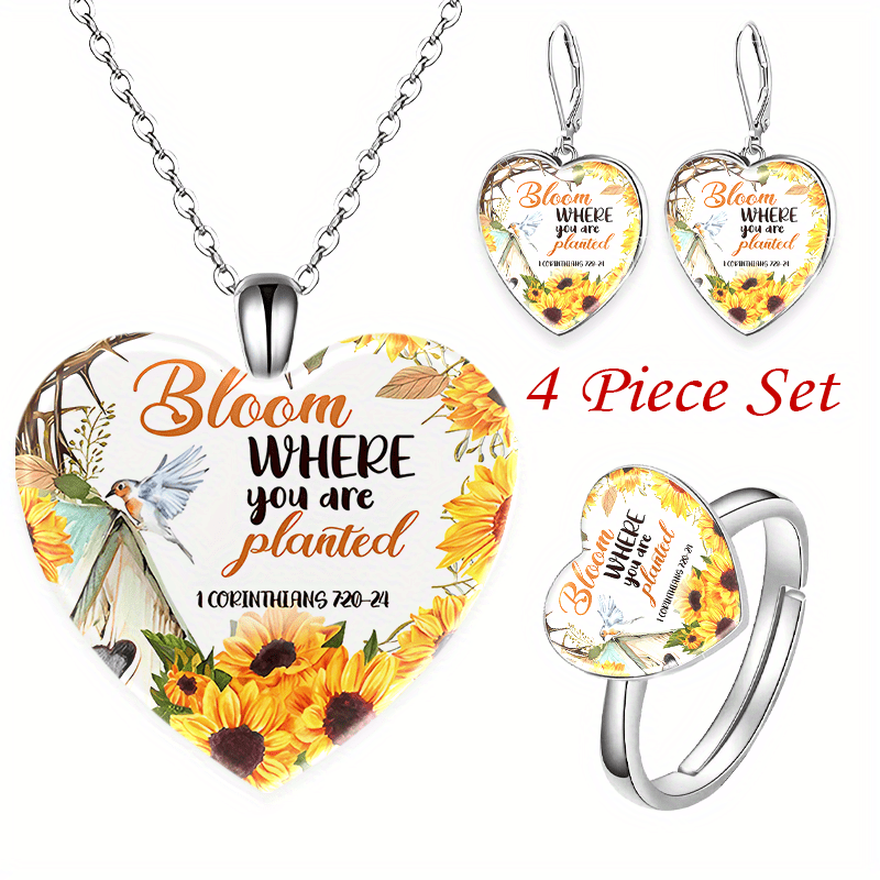 Heart Crystal Jewelry Set for Men and Women