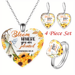 Heart Crystal Jewelry Set for Men and Women