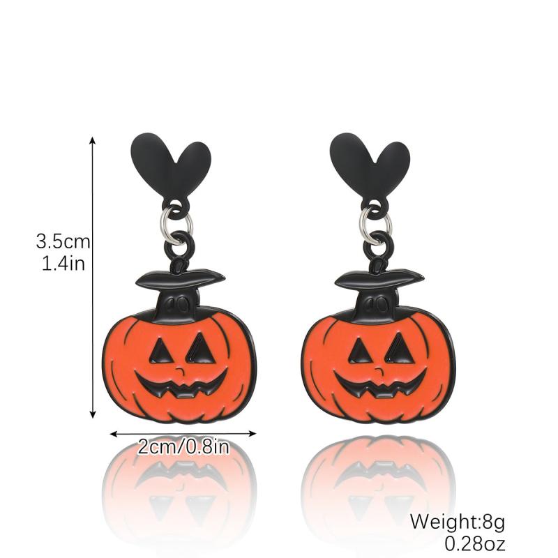 Retro Ghost Pumpkin Dangle Earrings Wooden Jewelry Perfect Holiday Gift