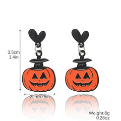 Retro Ghost Pumpkin Dangle Earrings Wooden Jewelry Perfect Holiday Gift
